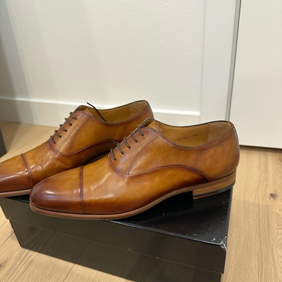 Magnanni tan cap toe leather shoes new in box size 9.5 - Picture 3 of 5